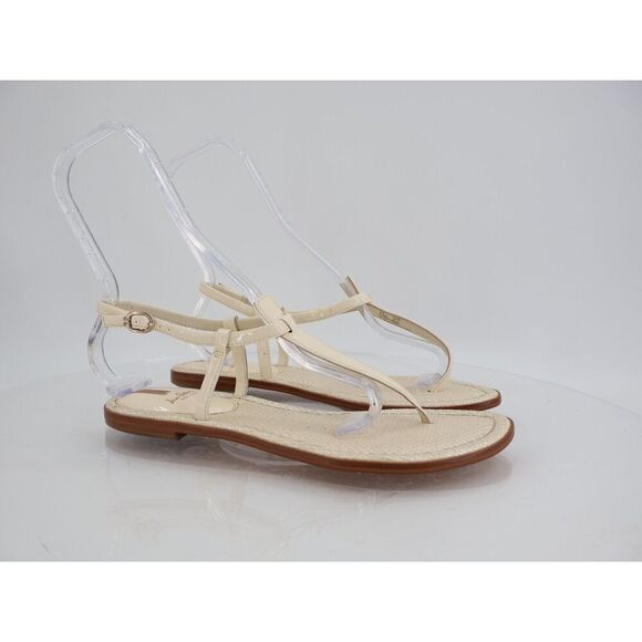 Sam Edelman Women Gigi Patent Slingback Thong Sandals Size 9.5M Ivory Flats - Picture 1 of 10